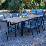 ESSENTIAL – Extendable aluminum and teak dining table 156/214cm