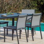 PANAMA - Silla de comedor apilable sin brazos de aluminio y sling