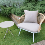 ATHENA – Aluminum and rope lounge armchair with Agora cushions