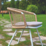 ATHENA - Chaise de salle à manger en aluminium et corde technique