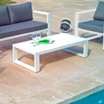BELLUNO – Coffee table in Aluminum and tempered glass