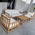 BALI - Cojunto 2 butacas + 1 sofa + 1 mesa de centro teca