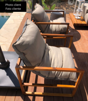 AMBRE - Solid Teak Armchair with Sunbrella Fabric - Image 5