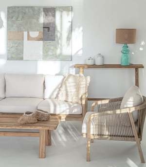 BORNEO - Pack 2 armchairs + 1 sofa 2 seats teak