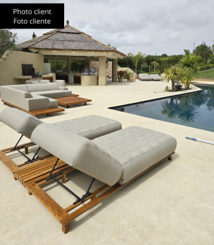 AMBRE - Solid Teak and Sunbrella Fabric Sun Lounger - Image 4