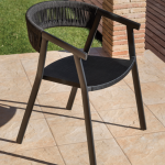 AUTO – Stackable aluminum and rope dining armchair