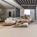 AMBRE – 2 and 3 seater sofa set in solid teak