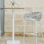 DROP – Rope and aluminum bar stool with Olefin cushion