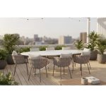 EDEN - Mesa de comedor ovalada de cerámica para 8/12 personas