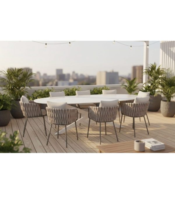 EDEN - Table repas ovale en céramique 8/12 personnes