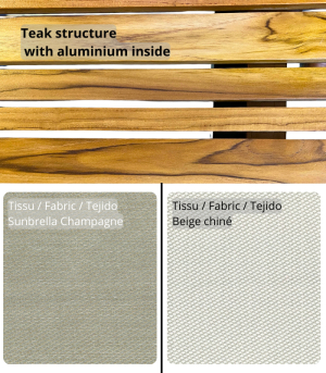 AMBRE - Solid Teak and Sunbrella Fabric Sun Lounger - Image 2