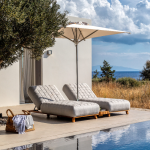 AMBRE - Solid Teak and Sunbrella Fabric Sun Lounger