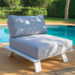 NEVERLAND - Sillón club de exterior de aluminio blanco y tela Agora