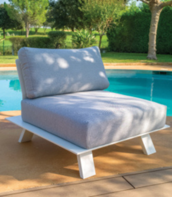 NEVERLAND – Outdoor club armchair in white aluminum and Agora fabric