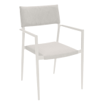 ONTARIO – Stackable dining armchair in beige aluminum and padded sling