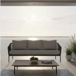 GYPSY – 3-seater sofa in aluminum and rope