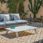 NEVERLAND - Mesa de centro de aluminio y de acero trempé