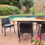 RIO - Silla de comedor apilable en Aluminio y tejido Olefina