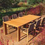 MISTRAL - Mesa rectangular de teca 246x100cm con lamas horizontales