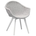 CAMPUS – White aluminum and round fiber dining armchair