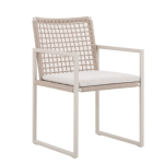 MISTRAL – Beige aluminum and rope dining armchair