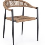 MARTINIQUE - Chaise de salle à manger empilable en fibre torsadée et aluminium