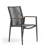 DALIA – Stackable armchair with teak arms and rope back