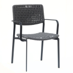KAKAO – Stackable aluminum and woven rope dining armchair