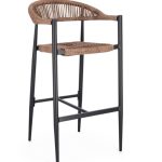 MARTINIQUE - Tabouret de bar empilable en fibre torsadée et aluminium