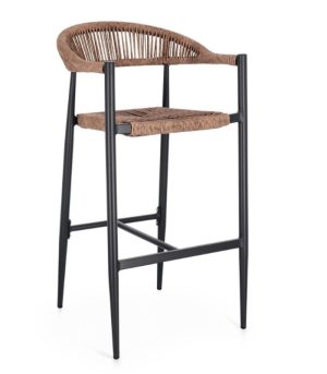 MARTINIQUE - Tabouret de bar empilable en fibre torsadée et aluminium