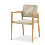 ARUNA – Stackable teak and rope dining armchair