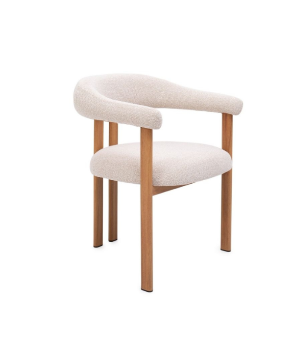 GIUDITTA – Armchair with wood effect and bouclé indoor