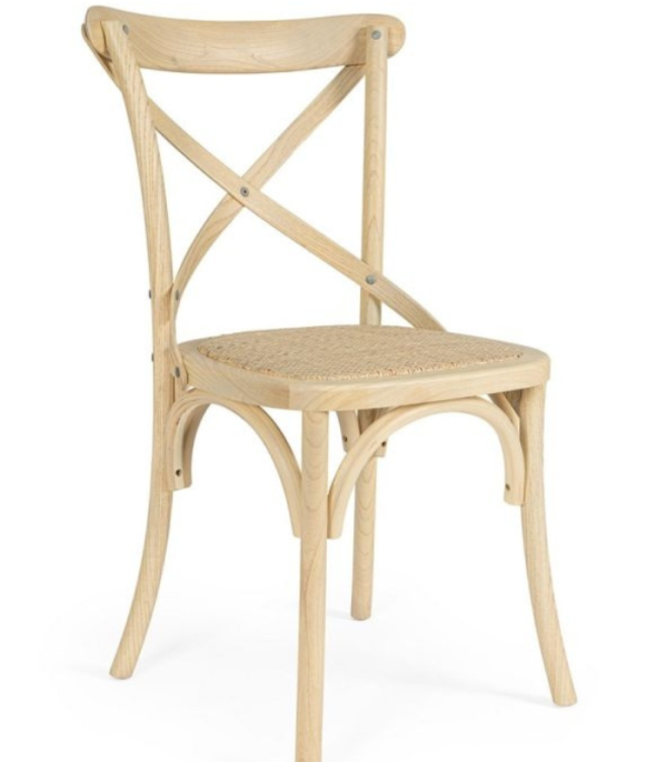 CROSS – Elm wood and natural rattan chair indoor